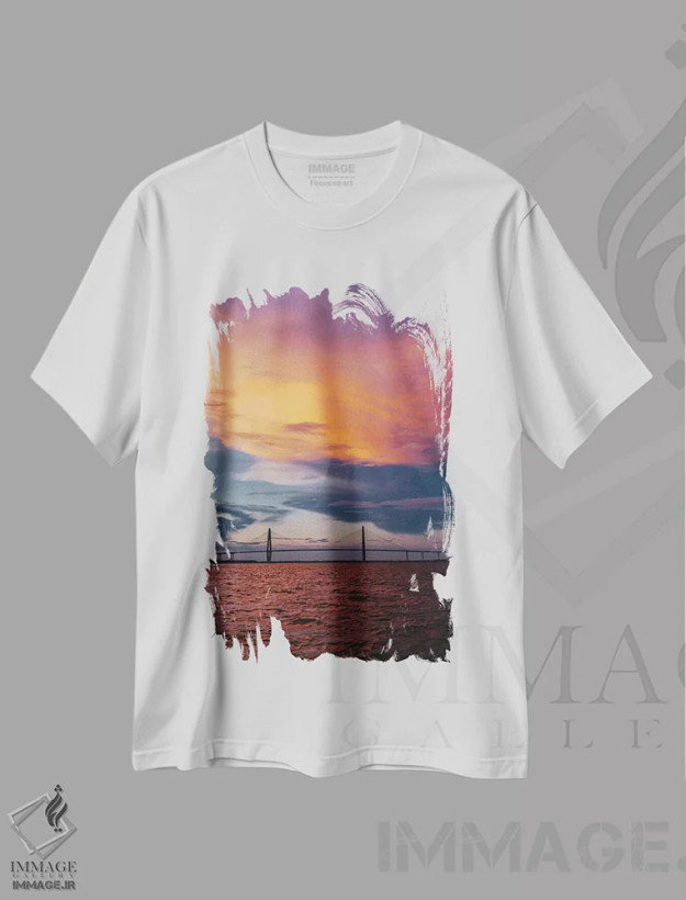 تیشرت سفید طرح دار غروب چارلستون XII، مدیوم اثر بثانی یانگ | فروشگاه ایماژ