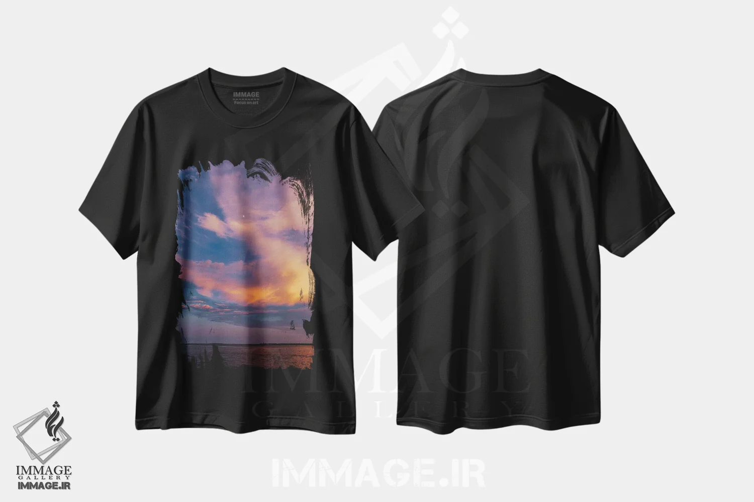 تیشرت مشکی طرح دار غروب چارلستون X، مدیوم اثر بثانی یانگ | فروشگاه ایماژ