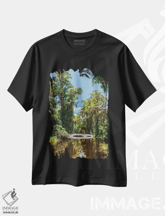 تیشرت مشکی طرح دار باغ مگنولیا چارلستون V، مدیوم اثر بثانی یانگ | immage.ir