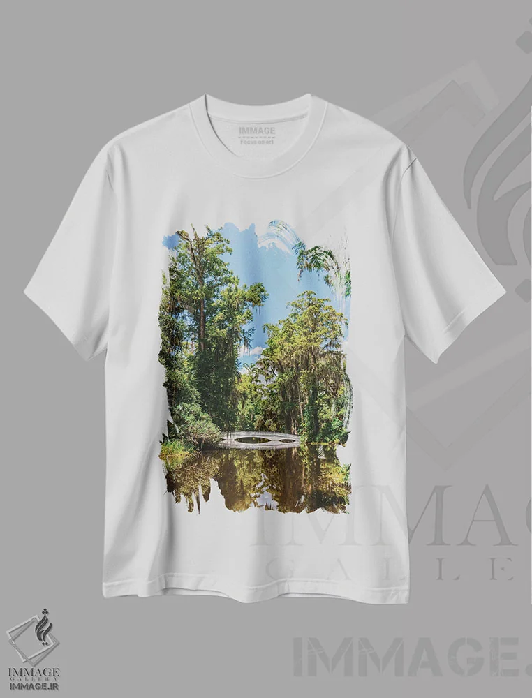 تیشرت سفید طرح دار باغ مگنولیا چارلستون V، مدیوم اثر بثانی یانگ | فروشگاه ایماژ