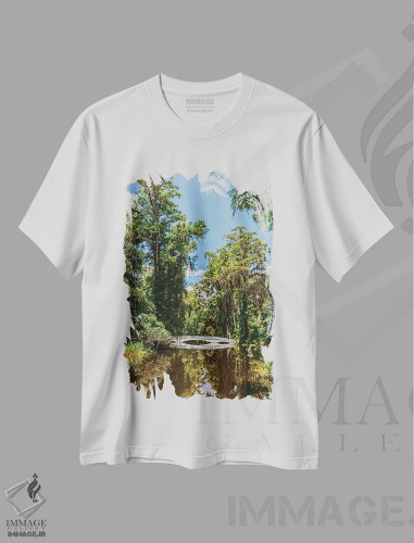 تیشرت سفید طرح دار باغ مگنولیا چارلستون V، مدیوم اثر بثانی یانگ | فروشگاه ایماژ