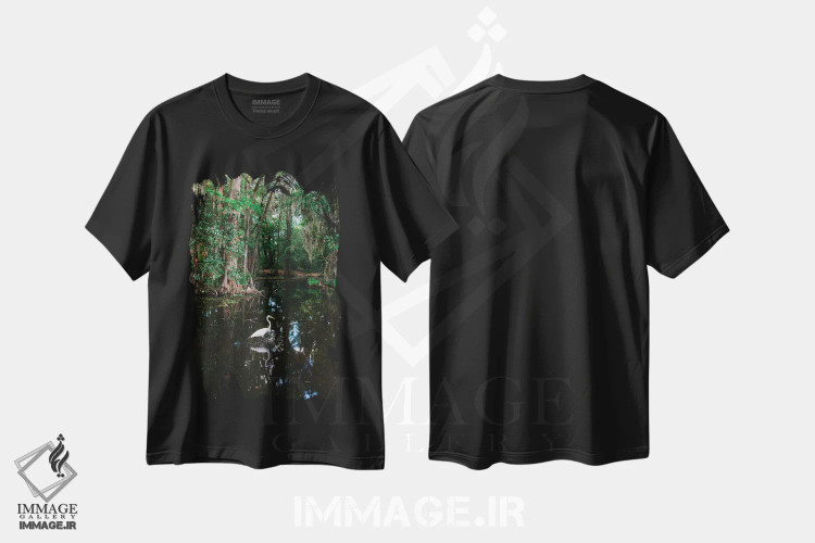 تیشرت مشکی طرح دار باغ مگنولیا چارلستون VI، مدیوم اثر بثانی یانگ | فروشگاه ایماژ
