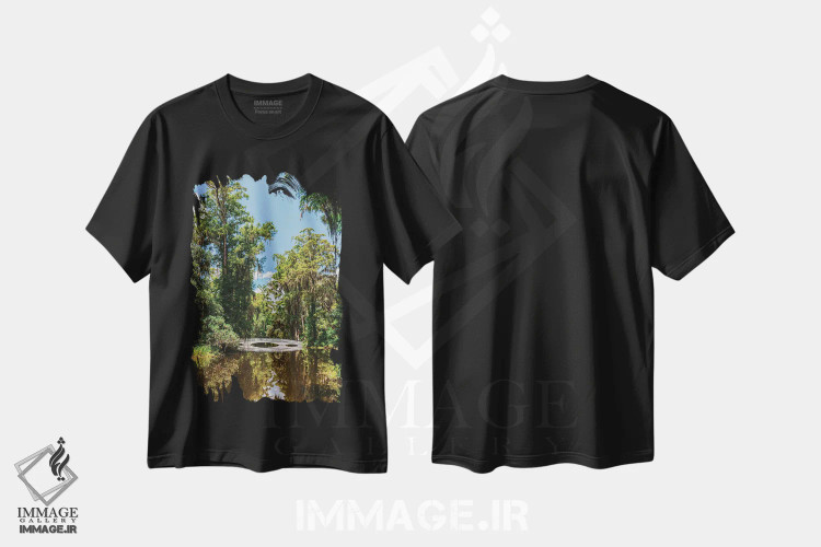 تیشرت مشکی طرح دار باغ مگنولیا چارلستون V، مدیوم اثر بثانی یانگ | immage.ir