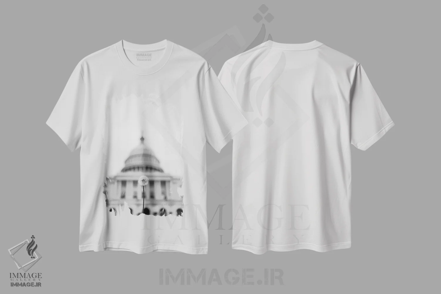 تیشرت سفید طرح دار آرزوهای آمریکایی، عکاسی سیاه و سفید اثر بثانی یانگ | فروشگاه ایماژ