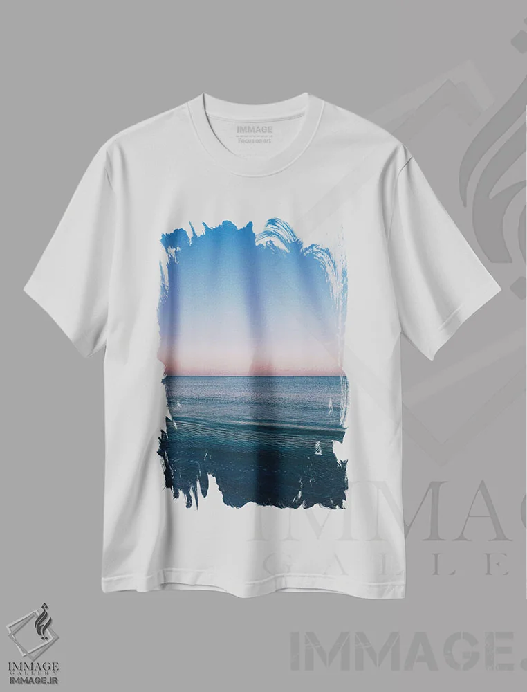 تیشرت سفید طرح دار طلوع خورشید بر اقیانوس فلوریدا، مدیوم اثر بثانی یانگ | فروشگاه ایماژ