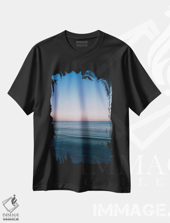 تیشرت مشکی طرح دار طلوع خورشید بر اقیانوس فلوریدا، مدیوم اثر بثانی یانگ | immage.ir