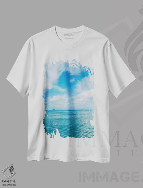 تیشرت سفید طرح دار منظره اقیانوس فلوریدا III، مدیوم اثر بثانی یانگ | فروشگاه ایماژ