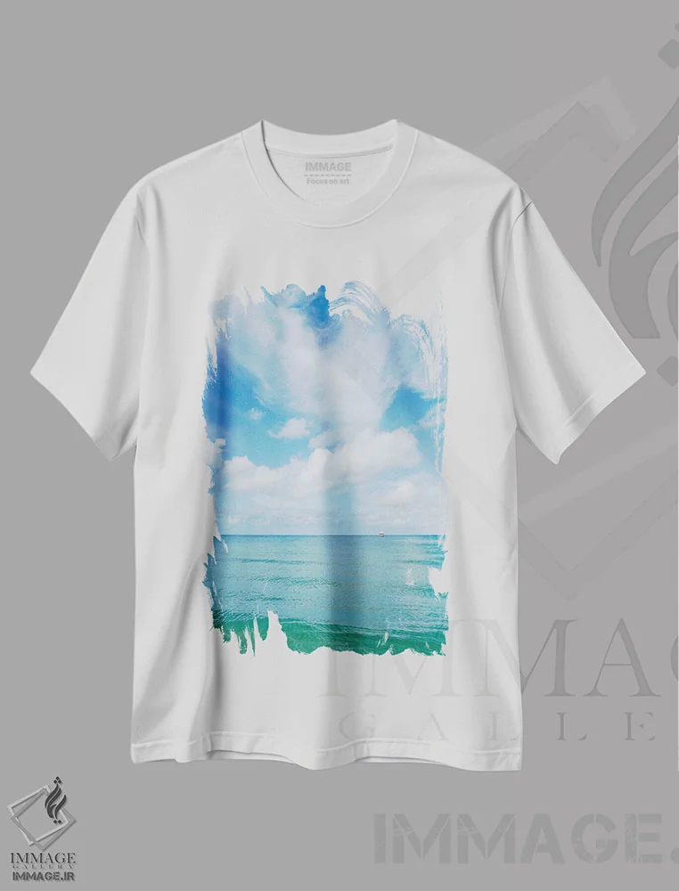 تیشرت سفید طرح دار منظره اقیانوس فلوریدا V، مدیوم اثر بثانی یانگ | immage.ir