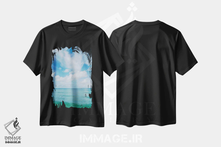 تیشرت مشکی طرح دار منظره اقیانوس فلوریدا V، مدیوم اثر بثانی یانگ | فروشگاه ایماژ