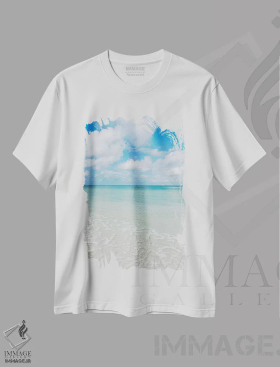 تیشرت سفید طرح دار منظره اقیانوس فلوریدا VII، مدیوم اثر بثانی یانگ | فروشگاه ایماژ