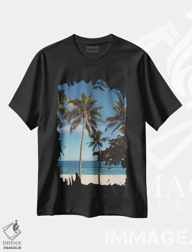 تیشرت مشکی طرح دار نخل های هاوایی VI، مدیوم اثر بثانی یانگ | فروشگاه ایماژ