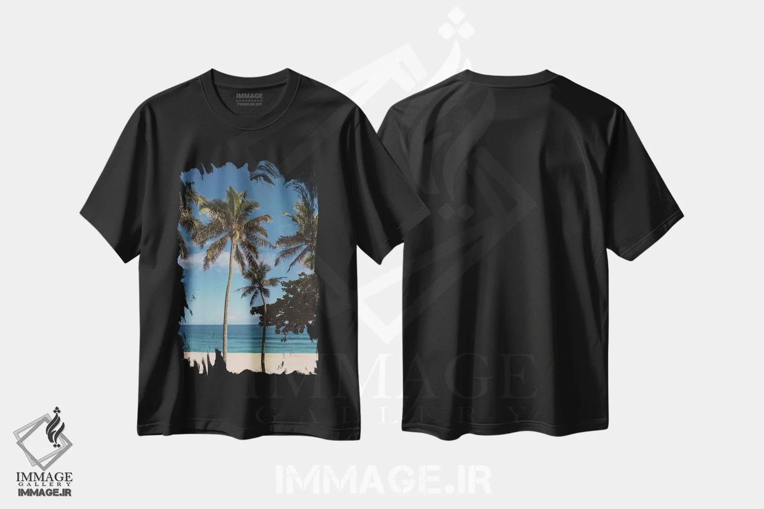 تیشرت مشکی طرح دار نخل های هاوایی VI، مدیوم اثر بثانی یانگ | فروشگاه ایماژ