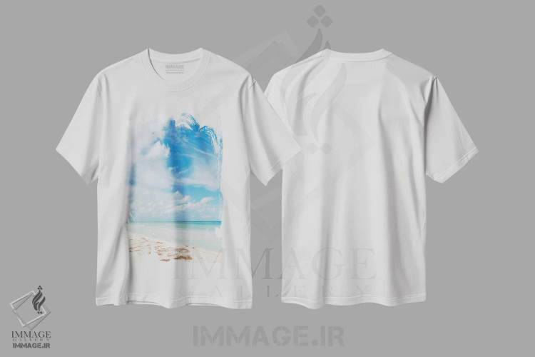 تیشرت سفید طرح دار منظره اقیانوس فلوریدا X، مدیوم اثر بثانی یانگ | فروشگاه ایماژ