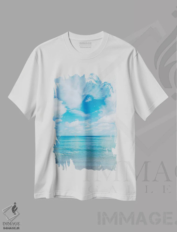 تیشرت سفید طرح دار منظره اقیانوس فلوریدا، مدیوم اثر بثانی یانگ | immage.ir