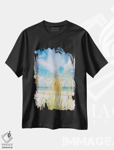 تیشرت مشکی طرح دار ساحل سنت پیت، مدیوم اثر بثانی یانگ | فروشگاه ایماژ