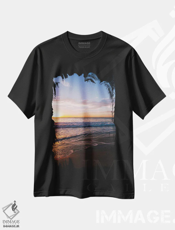 تیشرت مشکی طرح دار موج سواران غروب VI، مدیوم اثر بثانی یانگ | فروشگاه ایماژ