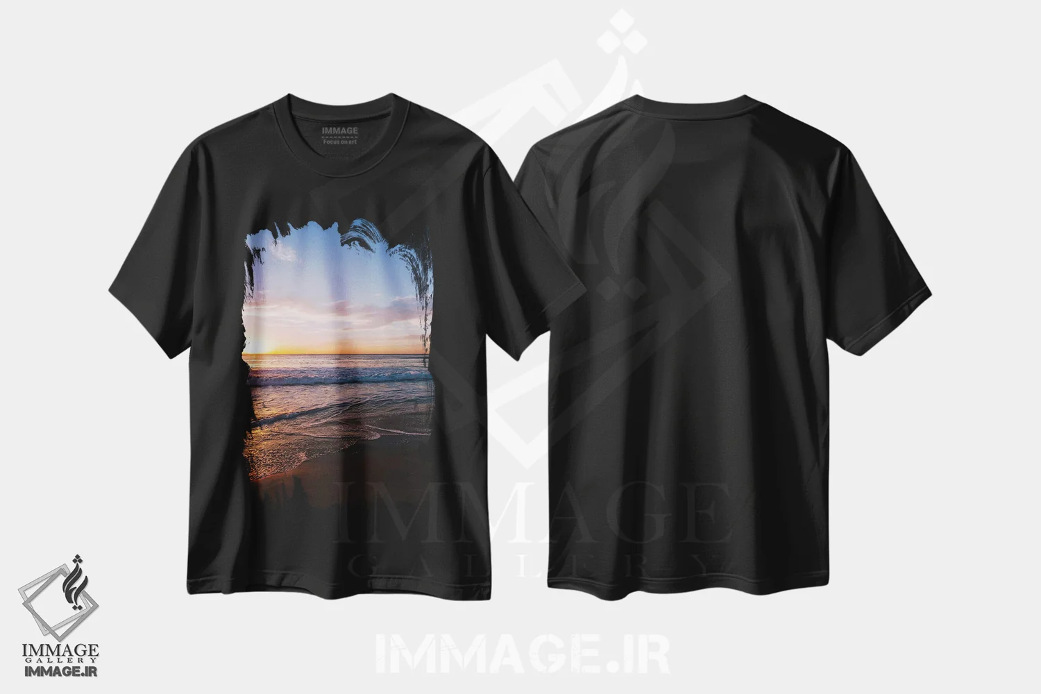 تیشرت مشکی طرح دار موج سواران غروب VI، مدیوم اثر بثانی یانگ | فروشگاه ایماژ
