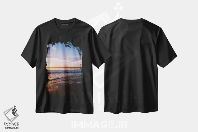 تیشرت مشکی طرح دار موج سواران غروب VI، مدیوم اثر بثانی یانگ | فروشگاه ایماژ