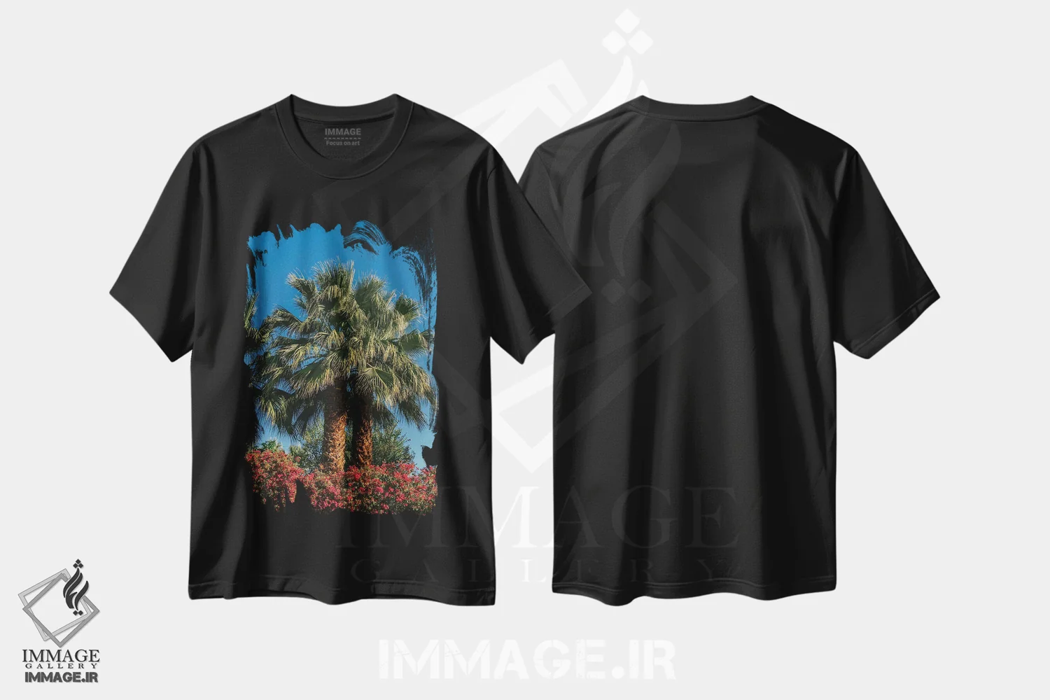 تیشرت مشکی طرح دار نخل های پالم اسپرینگز II، مدیوم اثر بثانی یانگ | فروشگاه ایماژ
