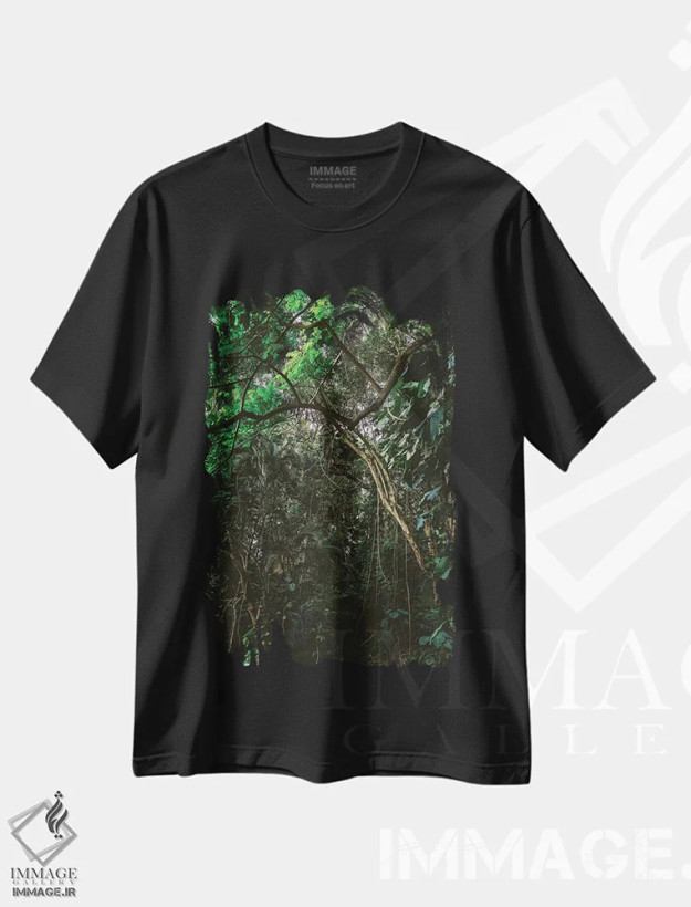 تیشرت مشکی طرح دار جنگل هاوایی، مدیوم اثر بثانی یانگ | فروشگاه ایماژ