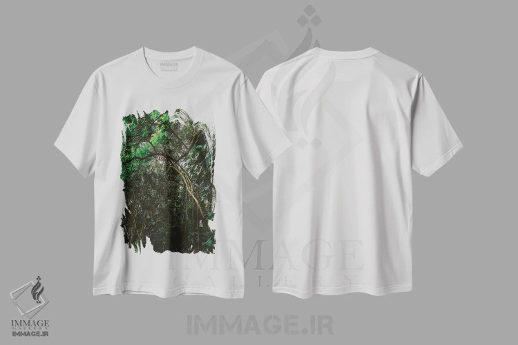 تیشرت سفید طرح دار جنگل هاوایی، مدیوم اثر بثانی یانگ | immage.ir