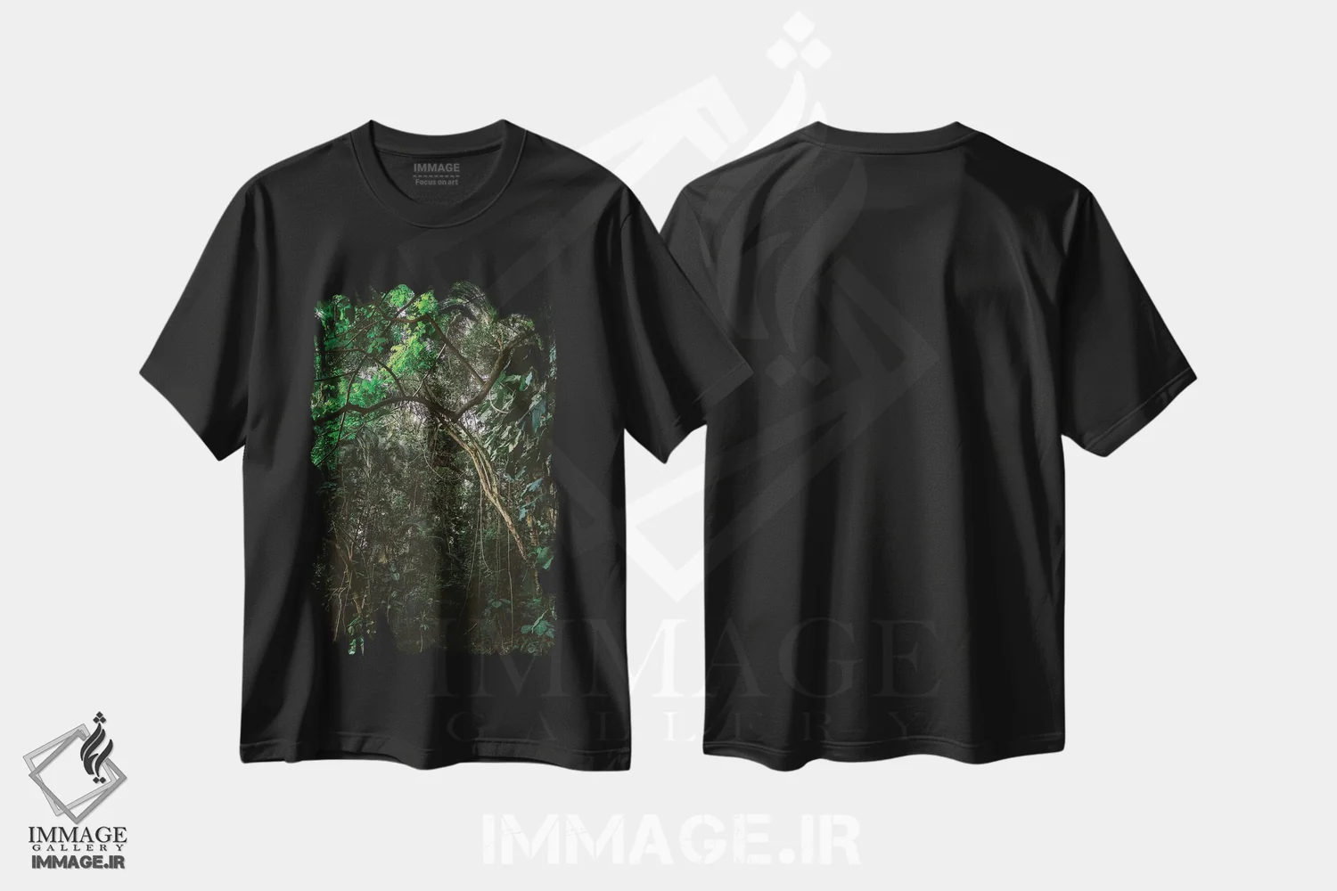 تیشرت مشکی طرح دار جنگل هاوایی، مدیوم اثر بثانی یانگ | فروشگاه ایماژ