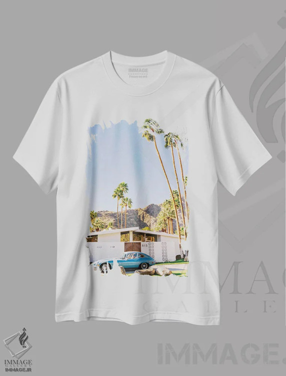 تیشرت سفید طرح دار سواری پالم اسپرینگز VIII، مدیوم اثر بثانی یانگ | فروشگاه ایماژ