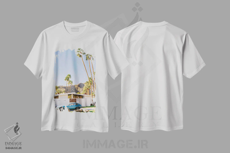 تیشرت سفید طرح دار سواری پالم اسپرینگز VIII، مدیوم اثر بثانی یانگ | فروشگاه ایماژ
