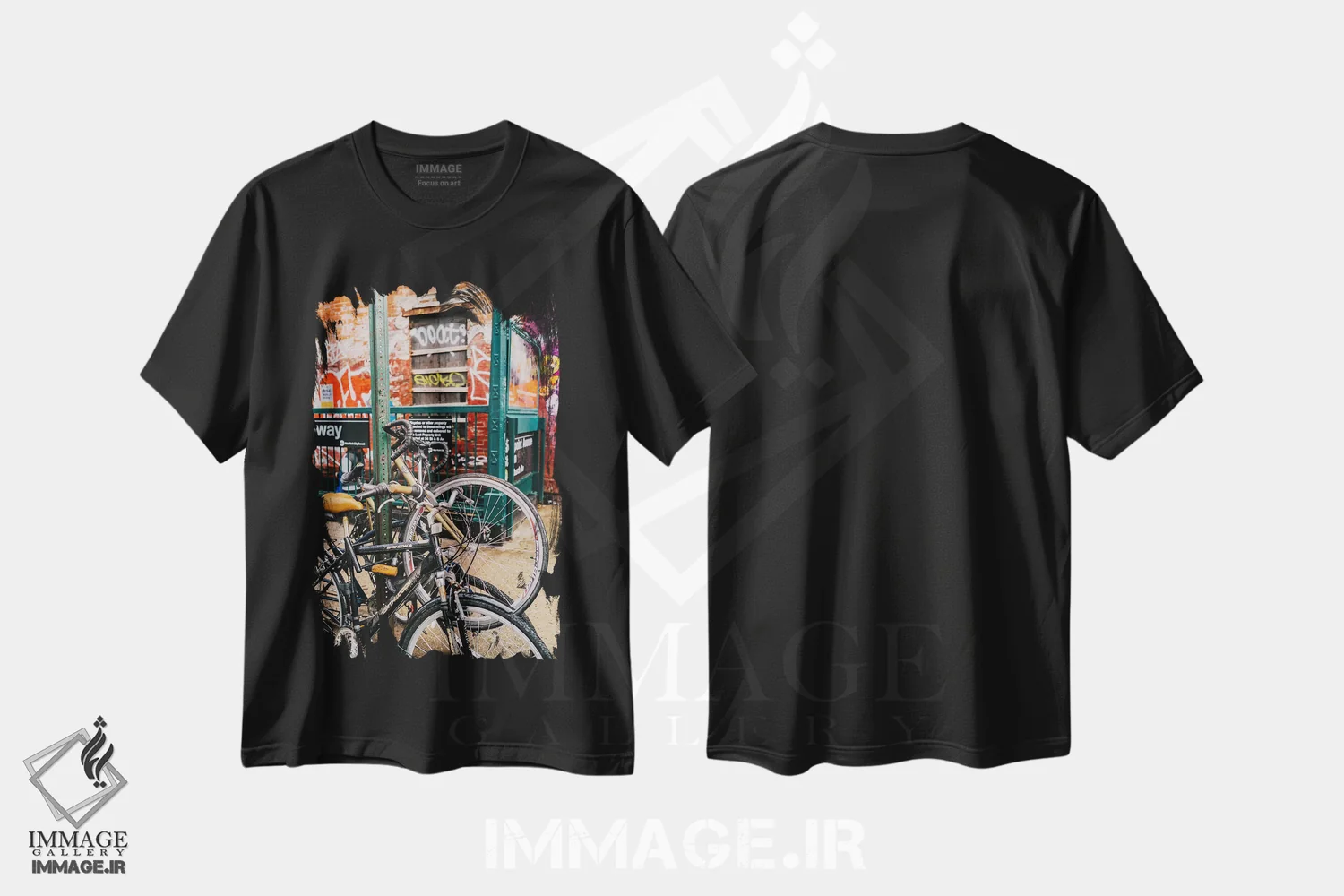 تیشرت مشکی طرح دار دوچرخه بروکلین II، مدیوم اثر بثانی یانگ | فروشگاه ایماژ