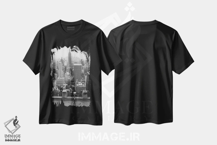تیشرت مشکی طرح دار حالت روحی نیویورک نه، عکاسی سیاه و سفید اثر بثانی یانگ | immage.ir