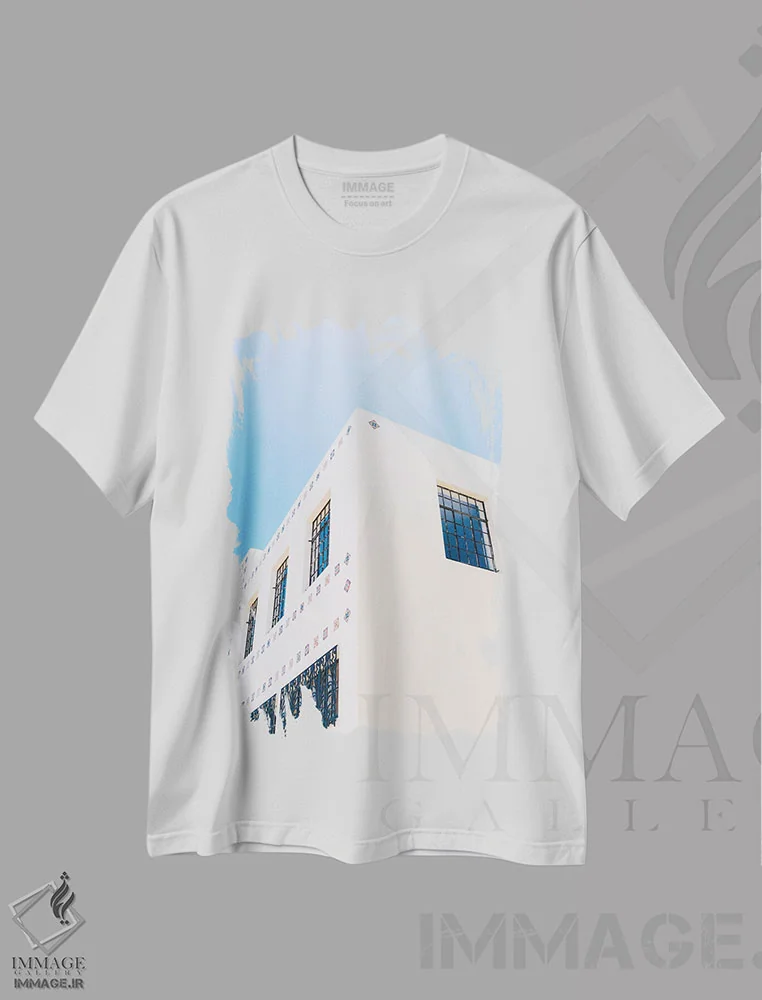 تیشرت سفید طرح دار ساختمان بریت مارفا، مدیوم اثر بثانی یانگ | immage.ir