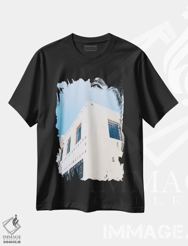 تیشرت مشکی طرح دار ساختمان بریت مارفا، مدیوم اثر بثانی یانگ | فروشگاه ایماژ