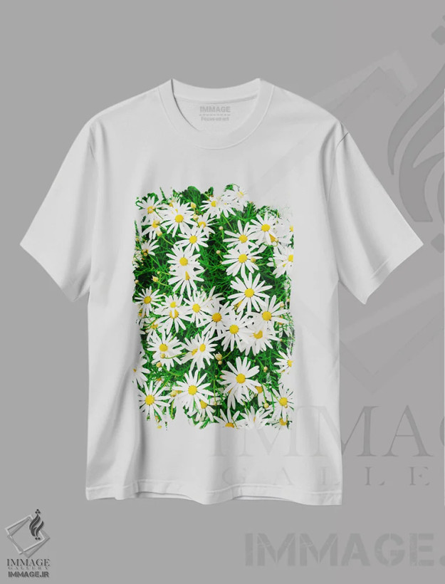 تیشرت سفید طرح دار شکوفه های کارمل چهار، مدیوم اثر بثانی یانگ | فروشگاه ایماژ