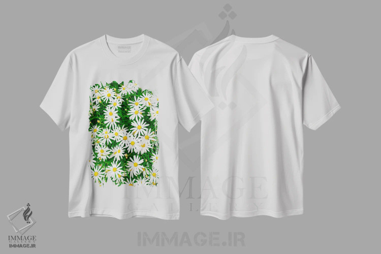 تیشرت سفید طرح دار شکوفه های کارمل چهار، مدیوم اثر بثانی یانگ | فروشگاه ایماژ