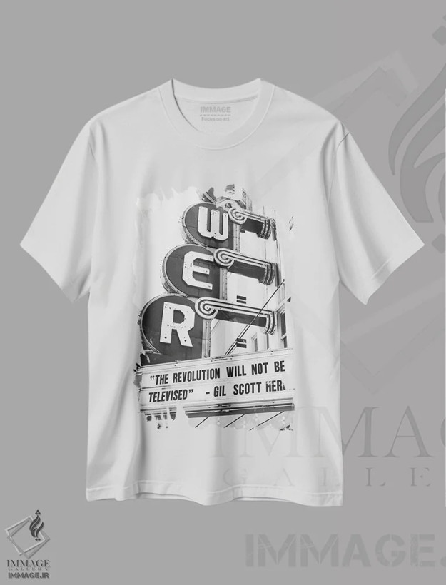 تیشرت سفید طرح دار جان سیاهان مهم است دو، عکاسی سیاه و سفید اثر بثانی یانگ | فروشگاه ایماژ