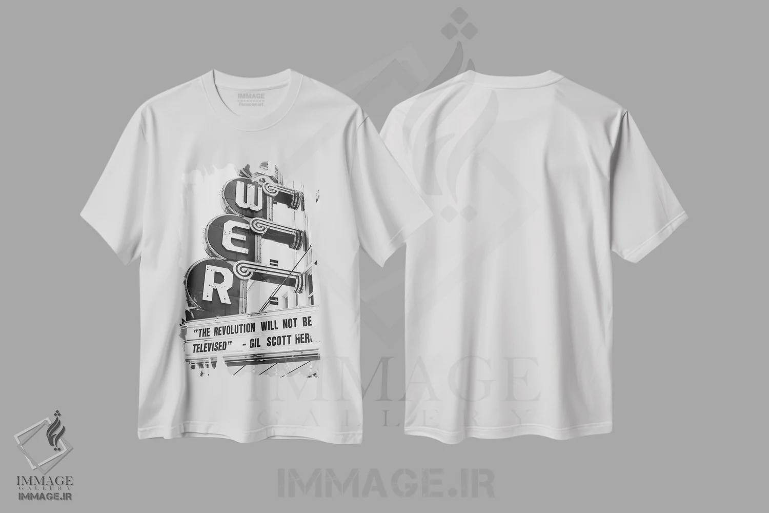 تیشرت سفید طرح دار جان سیاهان مهم است دو، عکاسی سیاه و سفید اثر بثانی یانگ | فروشگاه ایماژ