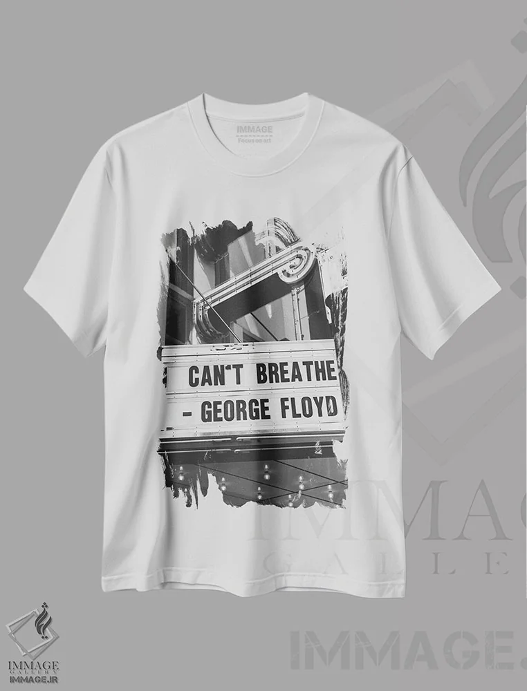 تیشرت سفید طرح دار جان سیاهان مهم است، عکاسی سیاه و سفید اثر بثانی یانگ | فروشگاه ایماژ