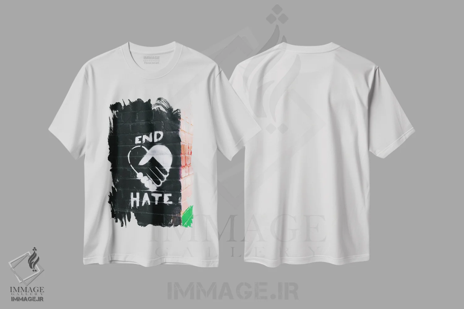 تیشرت سفید طرح دار پایان نفرت، تزئینی اثر بثانی یانگ | immage.ir