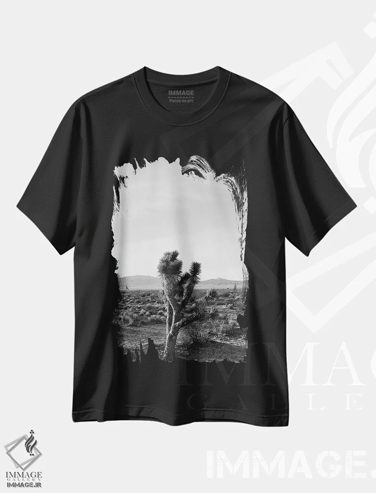 تیشرت مشکی طرح دار طلوع درخت جاشوا سه، مدیوم اثر بثانی یانگ | immage.ir