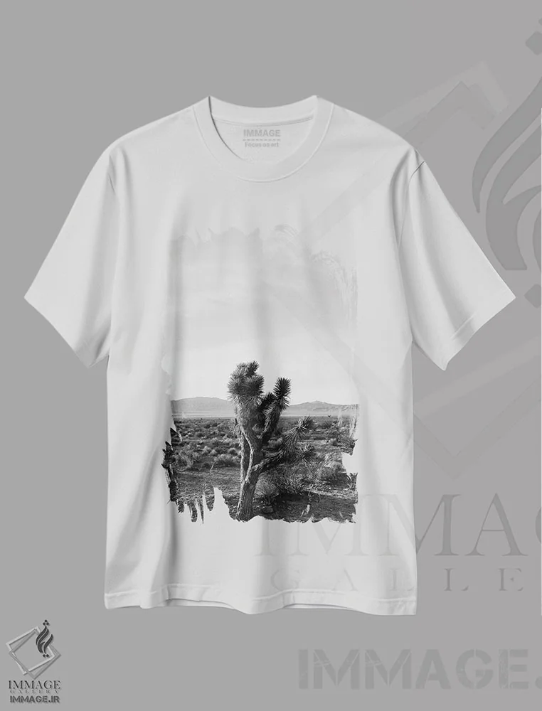 تیشرت سفید طرح دار طلوع درخت جاشوا سه، مدیوم اثر بثانی یانگ | فروشگاه ایماژ