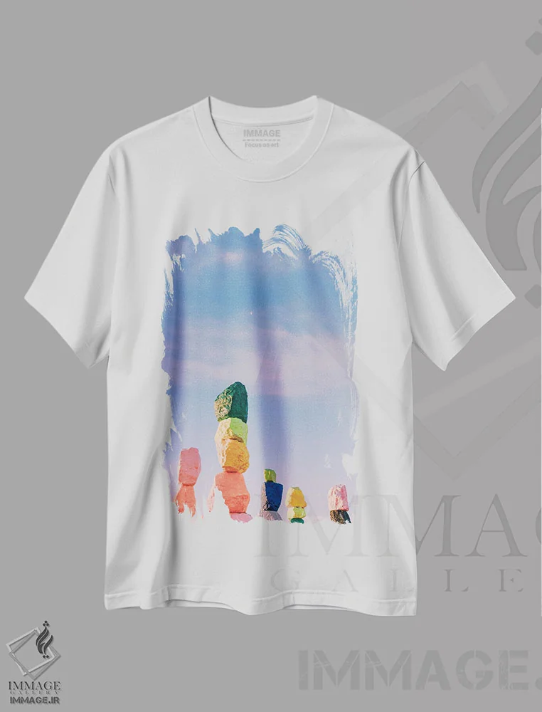 تیشرت سفید طرح دار ماه هفت کوه جادویی سه، مدیوم اثر بثانی یانگ | فروشگاه ایماژ