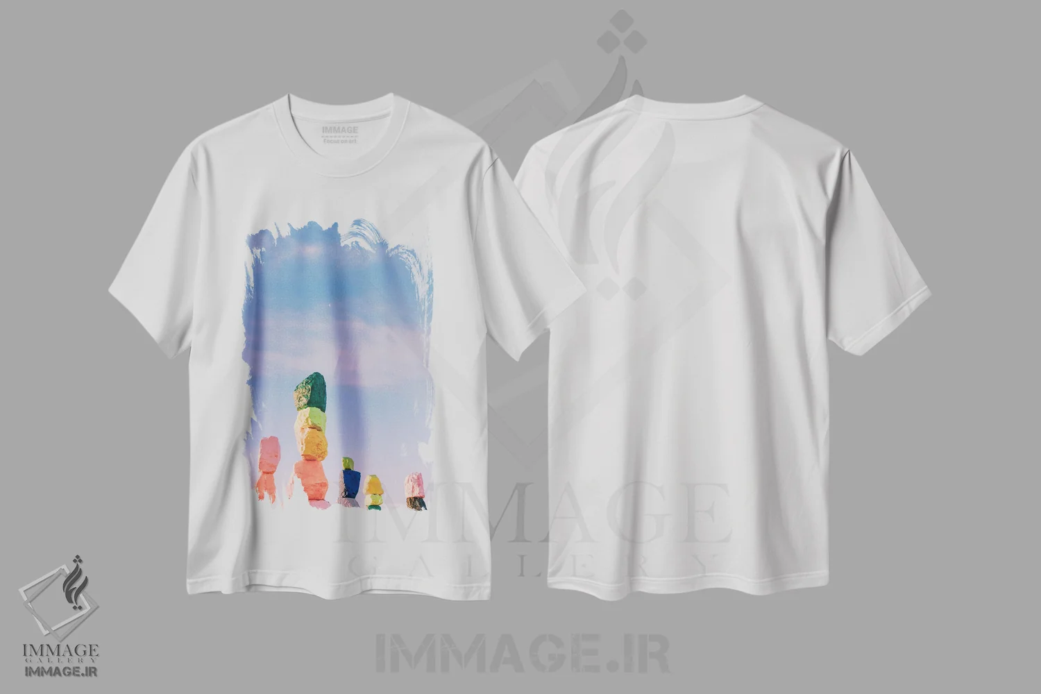 تیشرت سفید طرح دار ماه هفت کوه جادویی سه، مدیوم اثر بثانی یانگ | فروشگاه ایماژ
