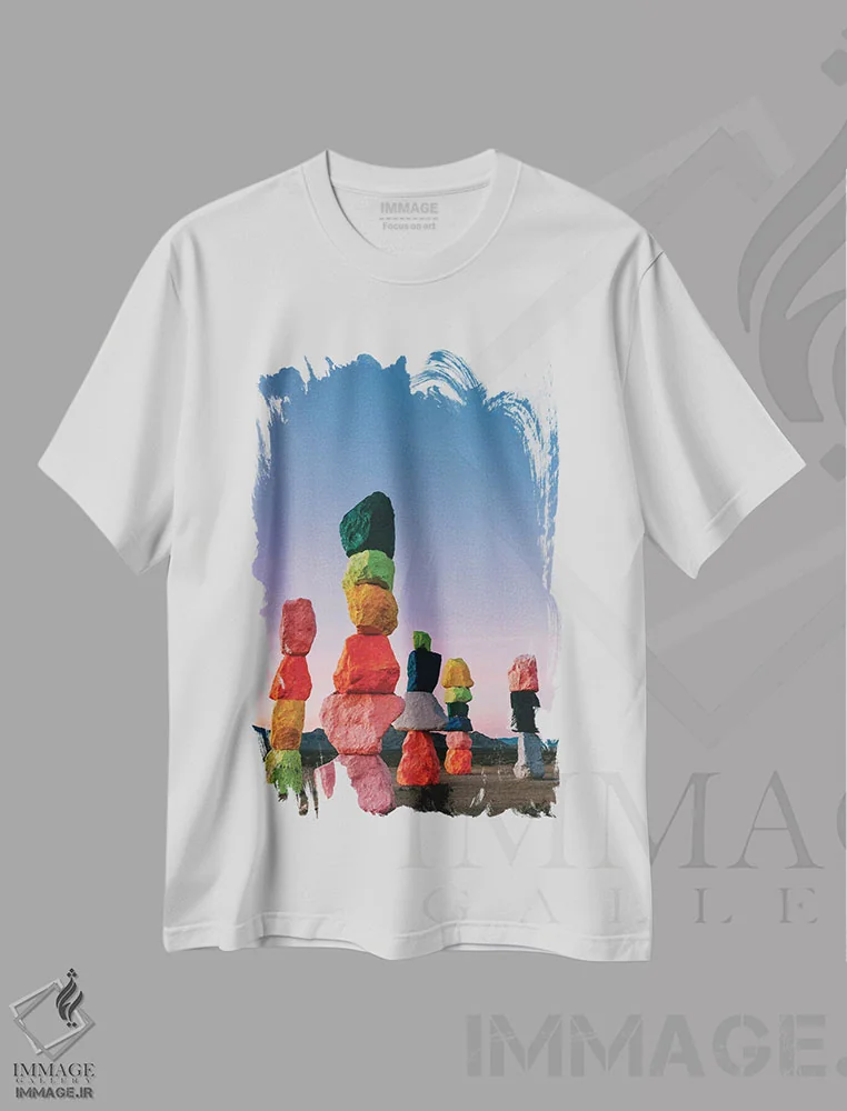 تیشرت سفید طرح دار ماه هفت کوه جادویی چهار، مدیوم اثر بثانی یانگ | فروشگاه ایماژ