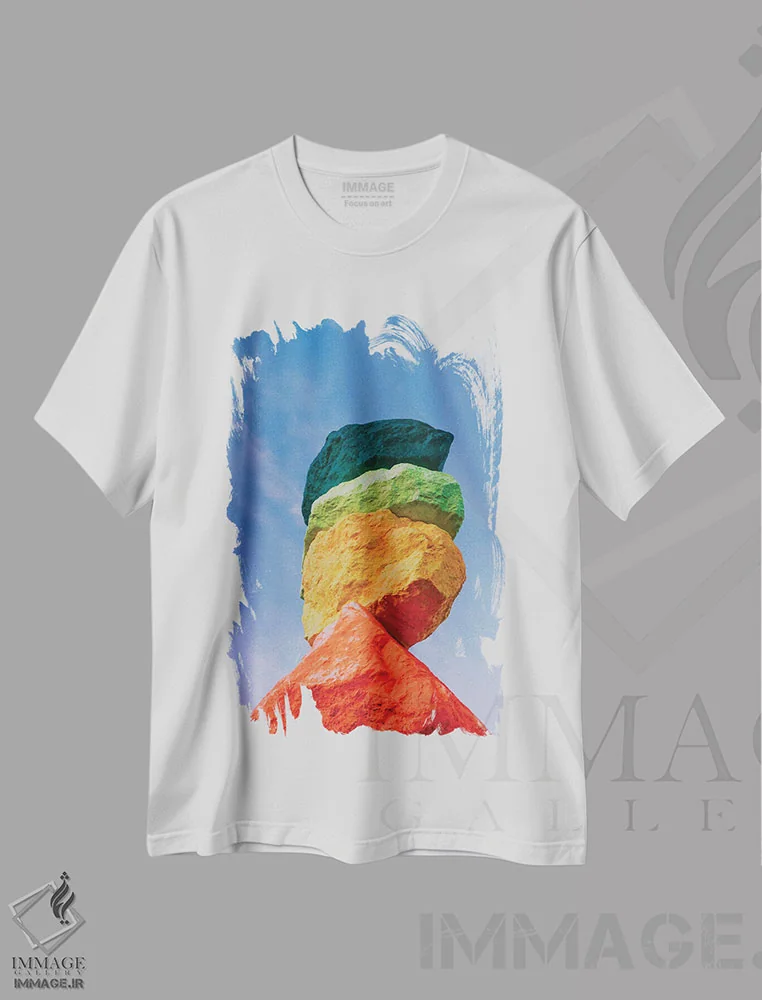 تیشرت سفید طرح دار طلوع هفت کوه جادویی چهار، مدیوم اثر بثانی یانگ | فروشگاه ایماژ
