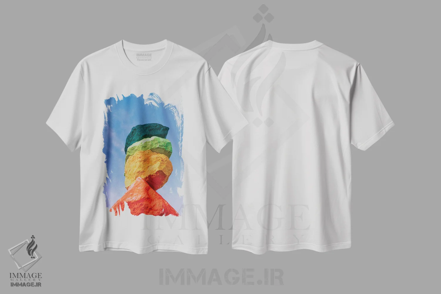 تیشرت سفید طرح دار طلوع هفت کوه جادویی چهار، مدیوم اثر بثانی یانگ | فروشگاه ایماژ