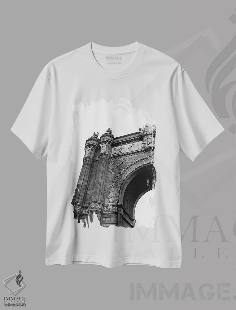 تیشرت سفید طرح دار طاق نصرت بارسلونا، مدیوم اثر بثانی یانگ | فروشگاه ایماژ