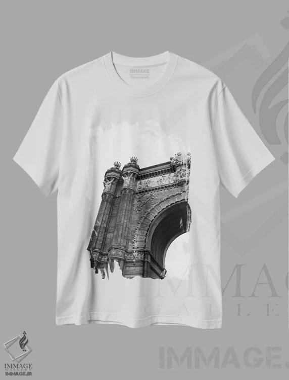 تیشرت سفید طرح دار طاق نصرت بارسلونا، مدیوم اثر بثانی یانگ | فروشگاه ایماژ