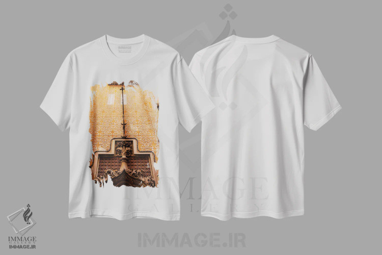 تیشرت سفید طرح دار معماری بارسلونا، مدیوم اثر بثانی یانگ | immage.ir