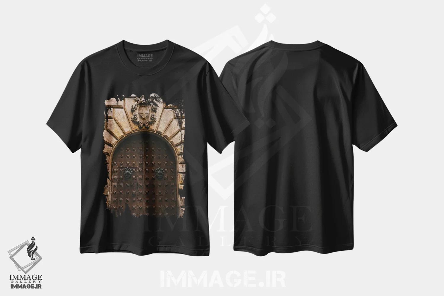 تیشرت مشکی طرح دار درهای بارسلونا، مدیوم اثر بثانی یانگ | فروشگاه ایماژ