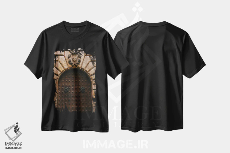 تیشرت مشکی طرح دار درهای بارسلونا، مدیوم اثر بثانی یانگ | فروشگاه ایماژ